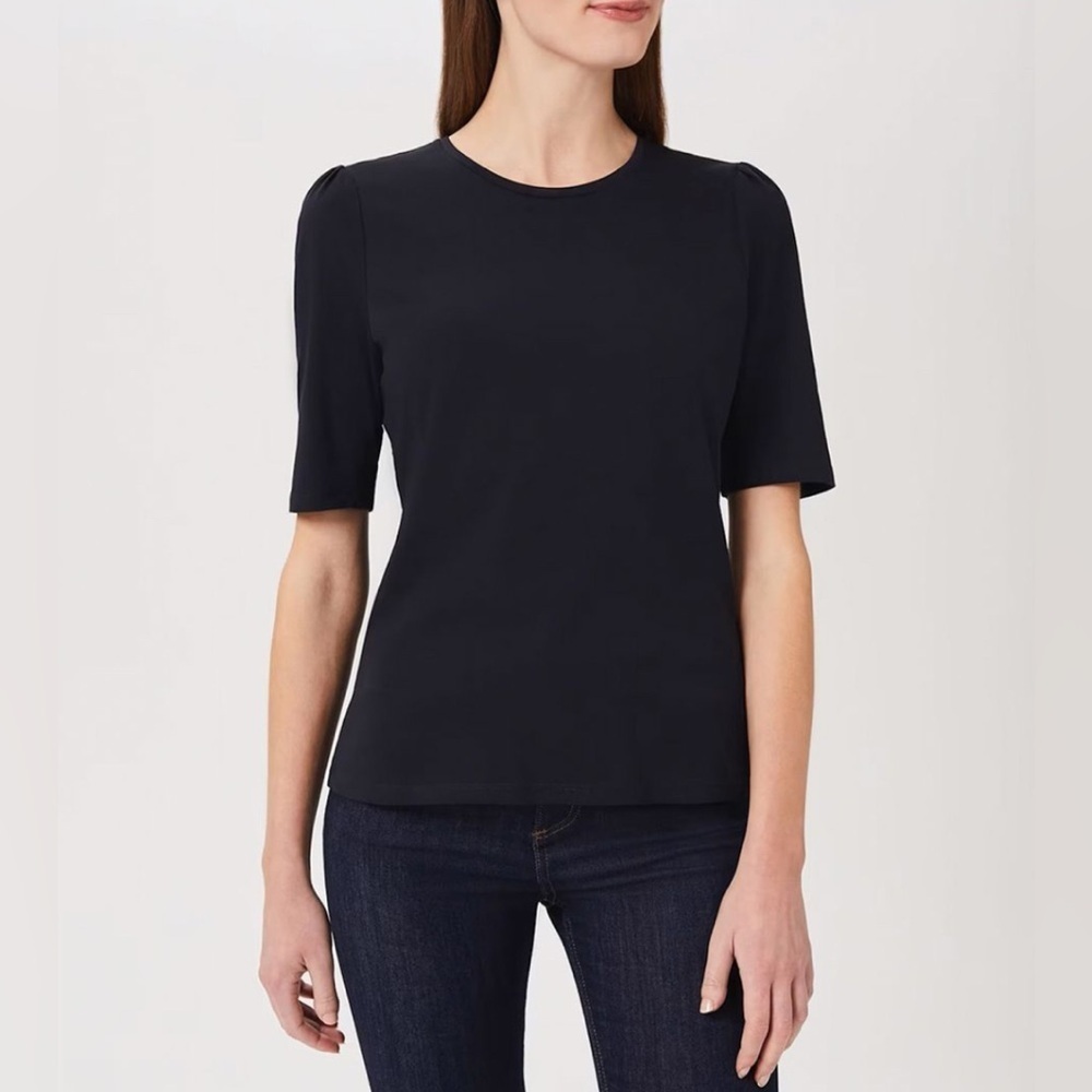 David Jones 100%Cotton Tshirt, elbow length sleeves, black, size L